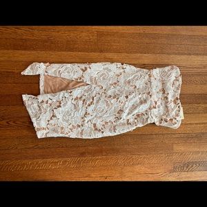 Showpo. White lace dress with high slit